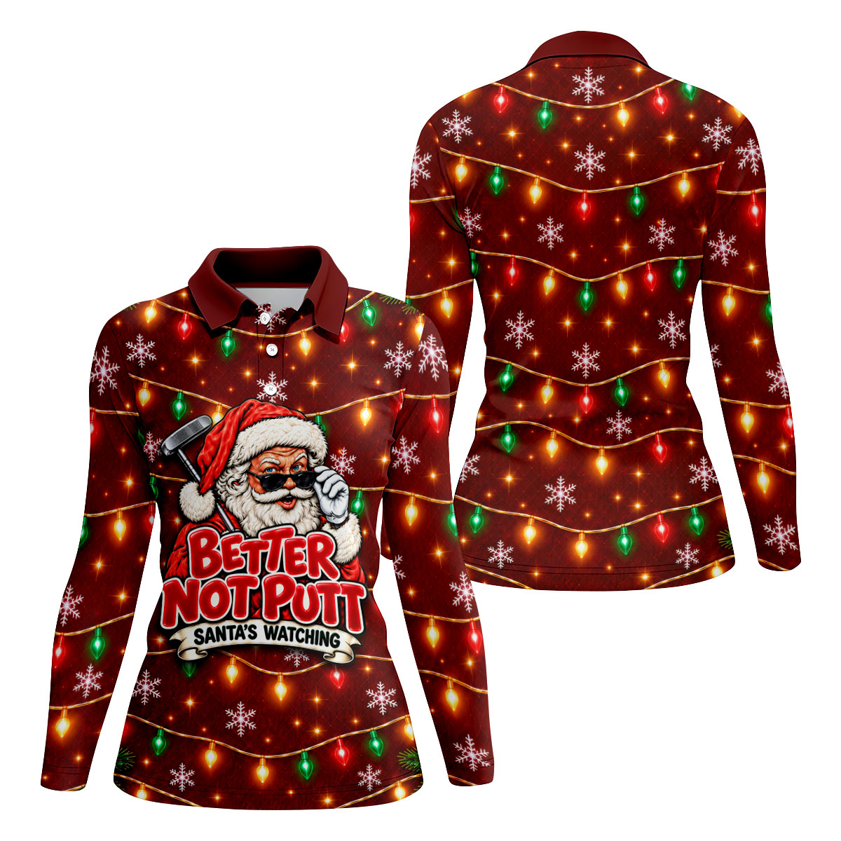 Better Not Putt Santa Christmas Golf Shirt, Golf Shirts For Women, Ladies Golf Shirts