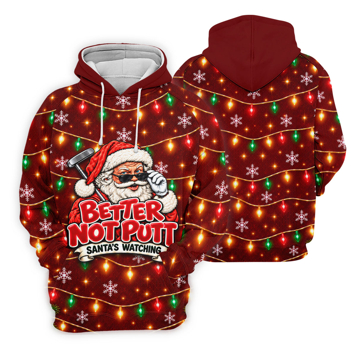 Better Not Putt Santa Christmas Golf Shirt, Funny Mens Golf Shirts, Mens Golf Apparel
