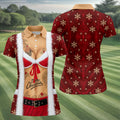 Merry Bikini Tattoo Santa Christmas Golf Shirt, Womens Golf Apparel, Ladies Golf Tops