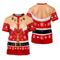 Busty Mrs Claus Red Bow Christmas Golf Shirt, Ladies Golf Tops, Golf Shirts For Women