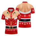 Busty Mrs Claus Red Bow Christmas Golf Shirt, Mens Golf Apparel, Golf Gifts For Men