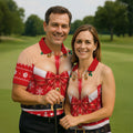 Busty Mrs Claus Red Bow Christmas Golf Shirt, Mens Golf Apparel, Golf Gifts For Men