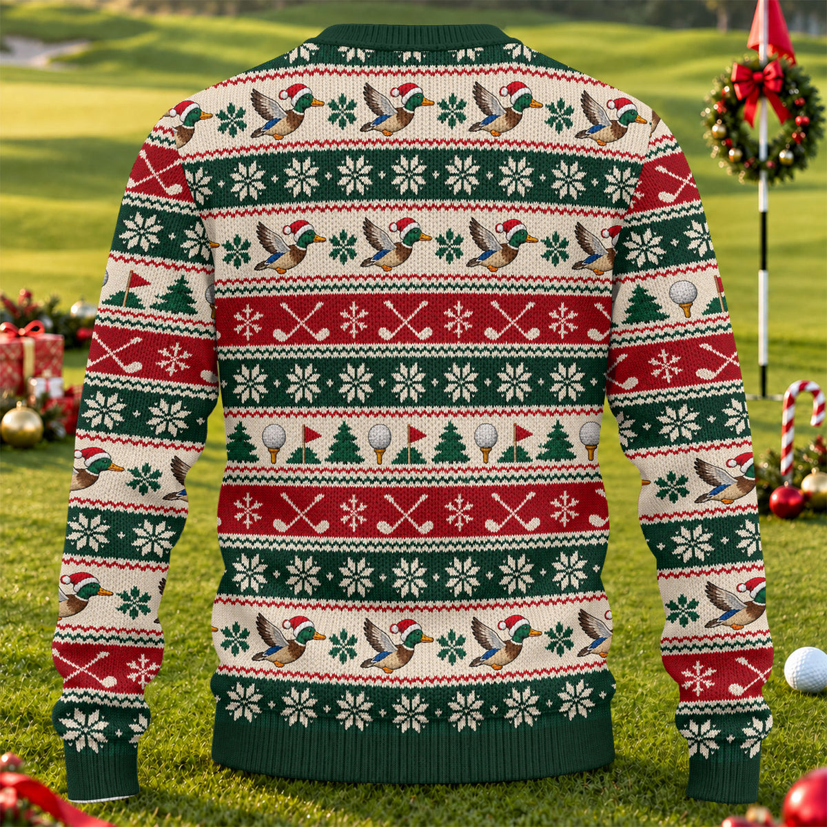Birdies Santa Duck Sleigh Ugly Christmas Sweater, Golf Lover Gifts, Christmas Gifts