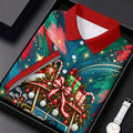 Santa Gift Golf Cart Christmas Golf Shirt, Mens Holiday Golf Shirts, Mens Golf Shirts