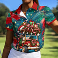 Santa Gift Golf Cart Christmas Golf Shirt, Golf Shirts For Women, Womens Golf Apparel
