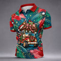 Santa Gift Golf Cart Christmas Golf Shirt, Mens Holiday Golf Shirts, Mens Golf Shirts
