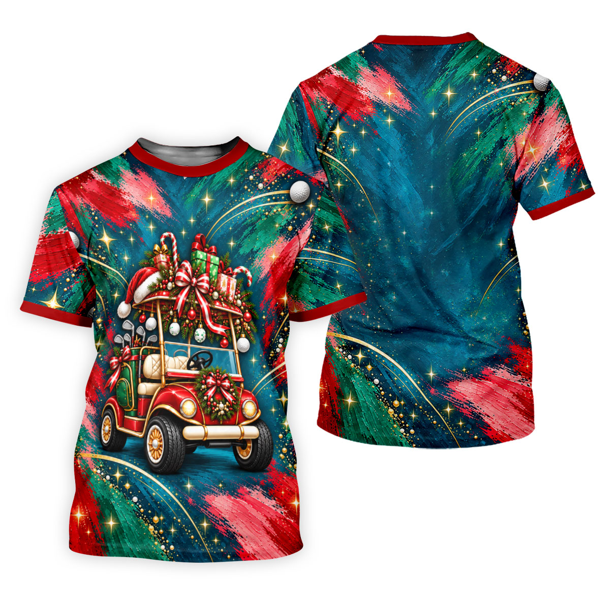 Santa Gift Golf Cart Christmas Golf Shirt, Golf Shirts For Women, Womens Golf Apparel