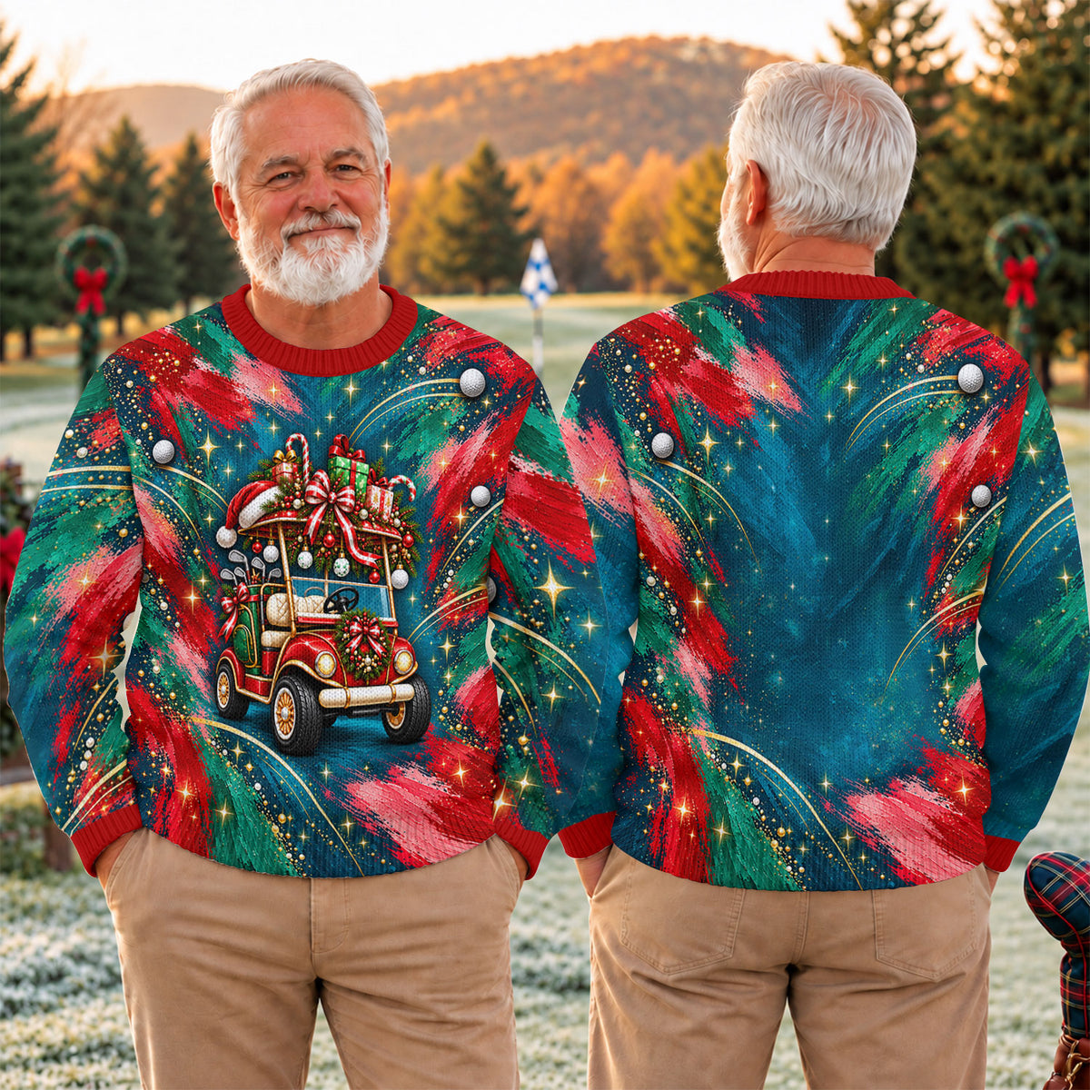 Santa Gift Golf Cart Ugly Christmas Sweater, Golf Lover Gifts, Christmas Party Outfit