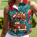 Santa Gift Golf Cart Christmas Golf Shirt, Golf Shirts For Women, Womens Golf Apparel