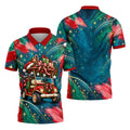 Santa Gift Golf Cart Christmas Golf Shirt, Mens Holiday Golf Shirts, Mens Golf Shirts
