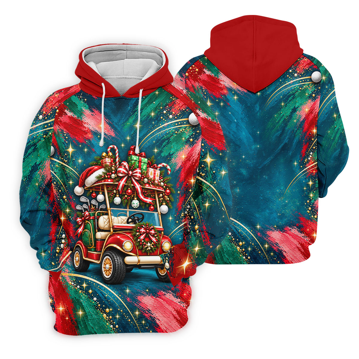 Santa Gift Golf Cart Christmas Golf Shirt, Golf Shirts For Women, Womens Golf Apparel