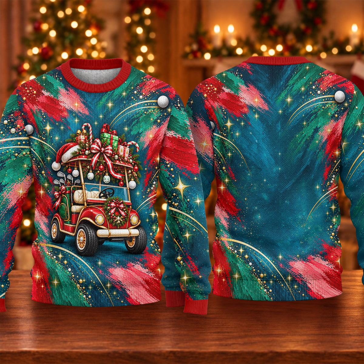 Santa Gift Golf Cart Ugly Christmas Sweater, Golf Lover Gifts, Christmas Party Outfit