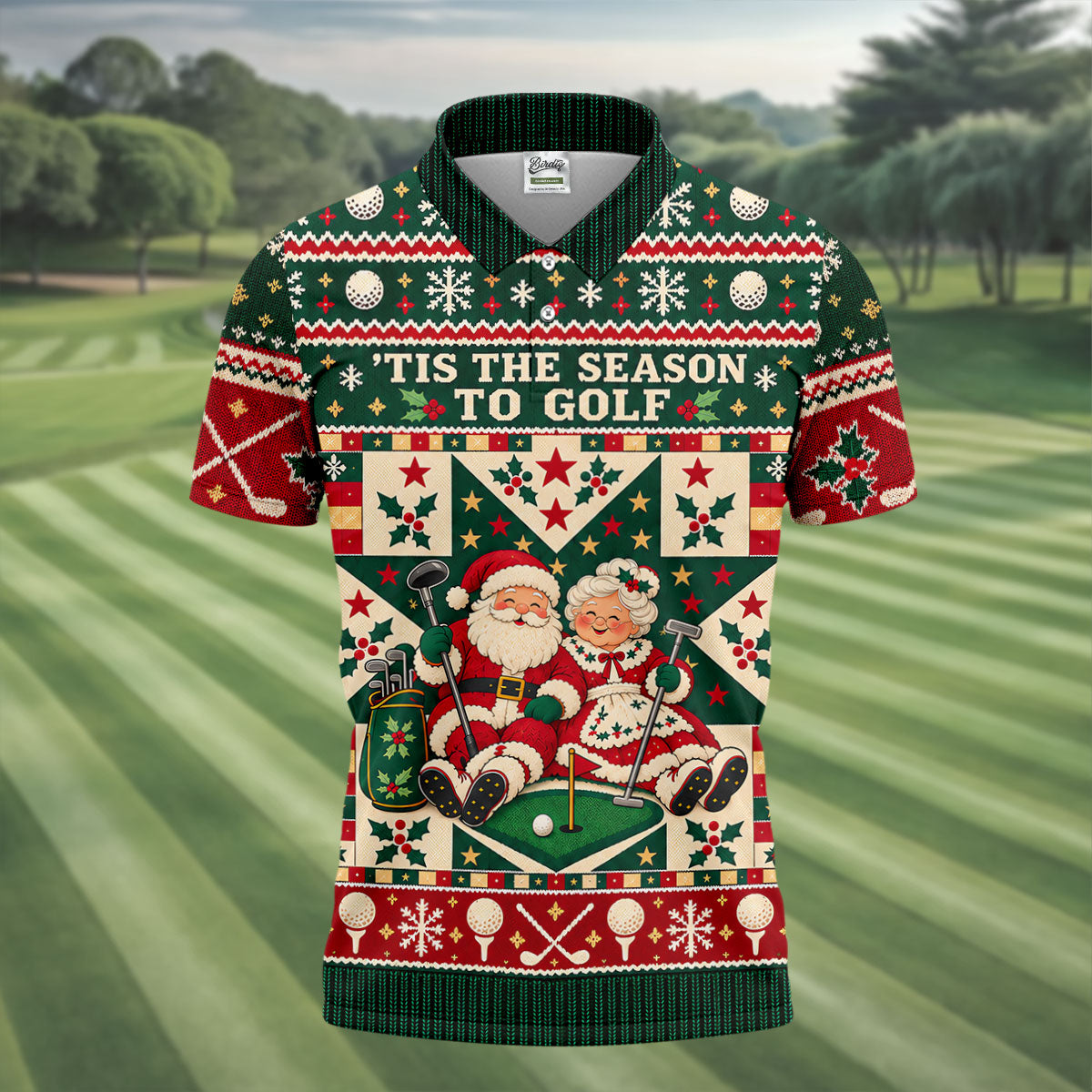 'Tis The Season To Golf Christmas Golf Shirt, Funny Mens Golf Shirts, Mens Golf Polo