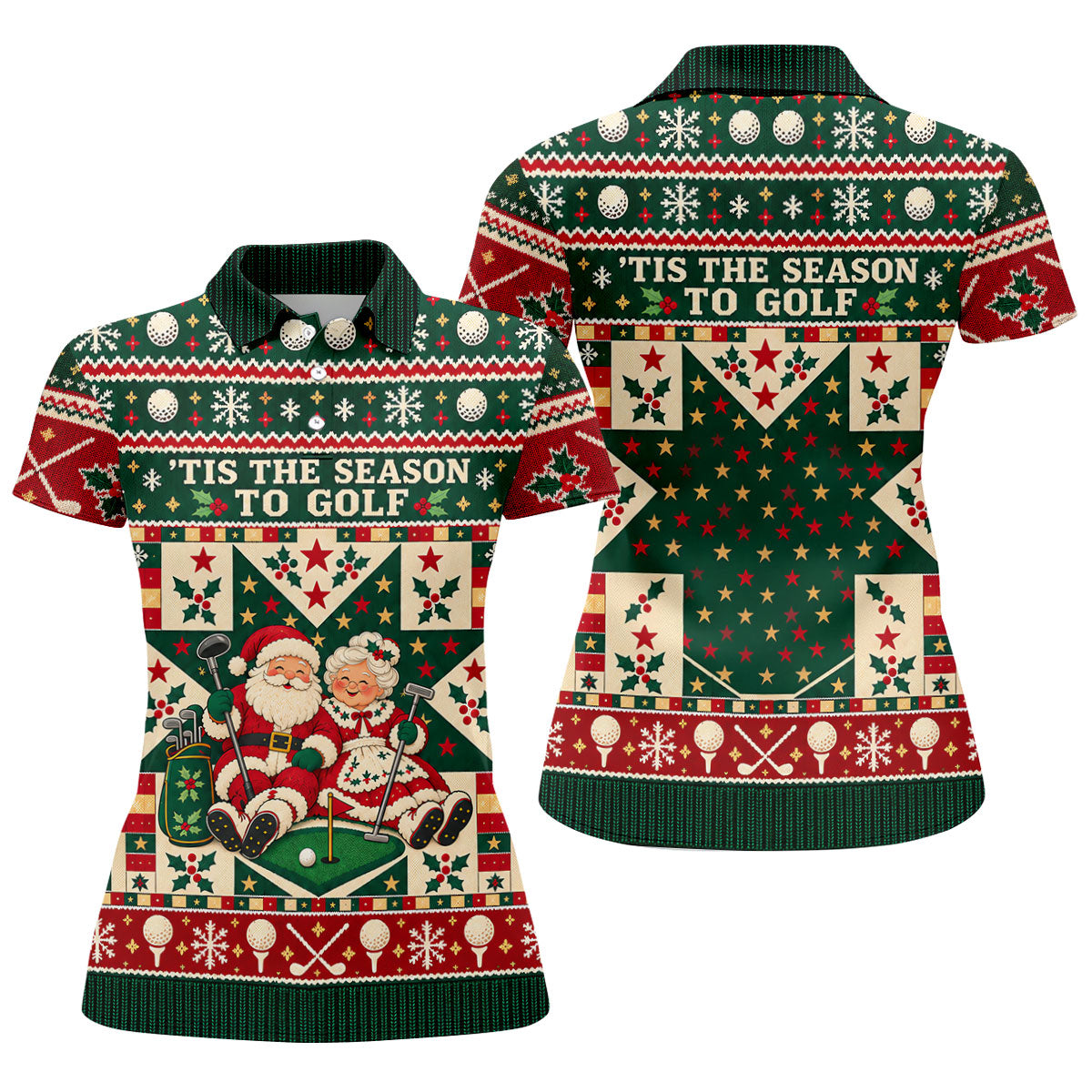 'Tis The Season To Golf Christmas Golf Shirt, Womens Golf Shirts, Ladies Golf Apparel