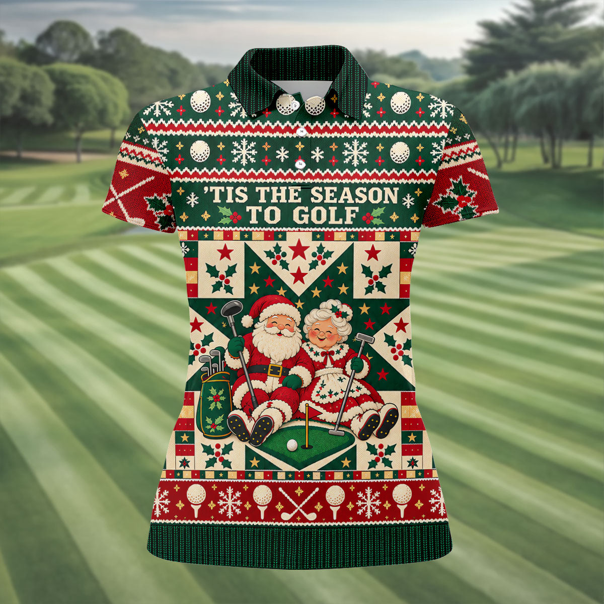 'Tis The Season To Golf Christmas Golf Shirt, Womens Golf Shirts, Ladies Golf Apparel