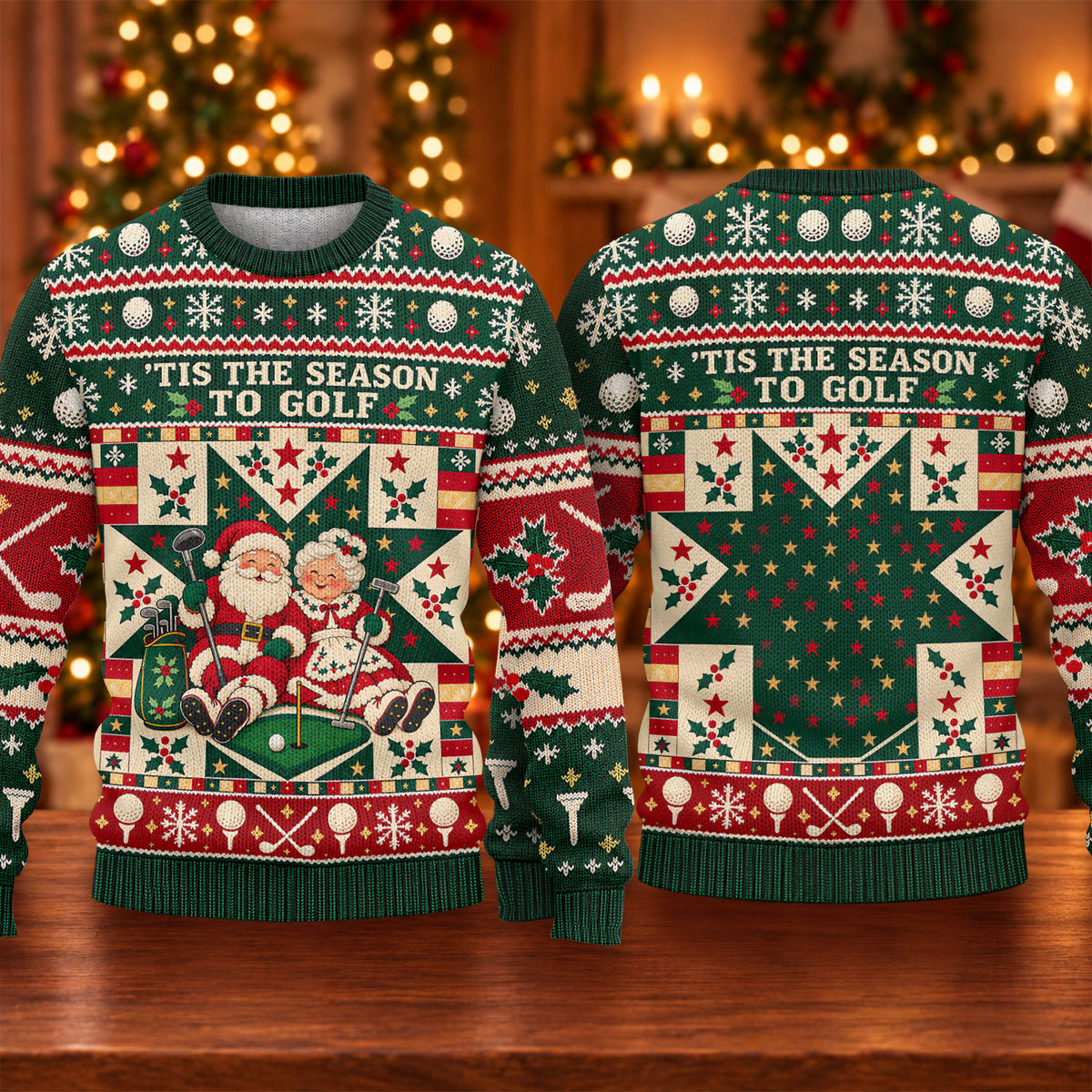 'Tis The Season To Golf Ugly Christmas Sweater, Christmas Golf Gift, Golf Lover Gifts