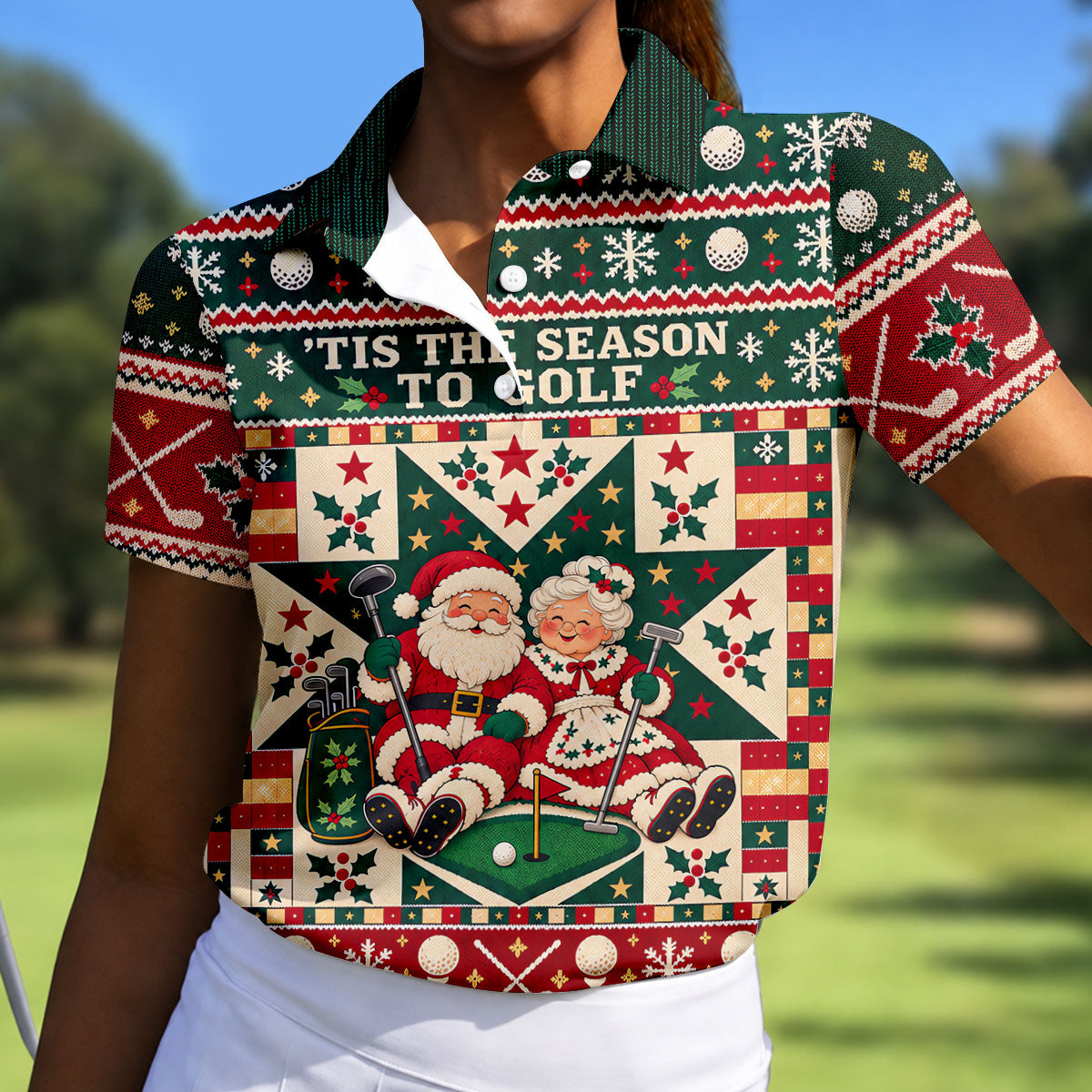 'Tis The Season To Golf Christmas Golf Shirt, Womens Golf Shirts, Ladies Golf Apparel