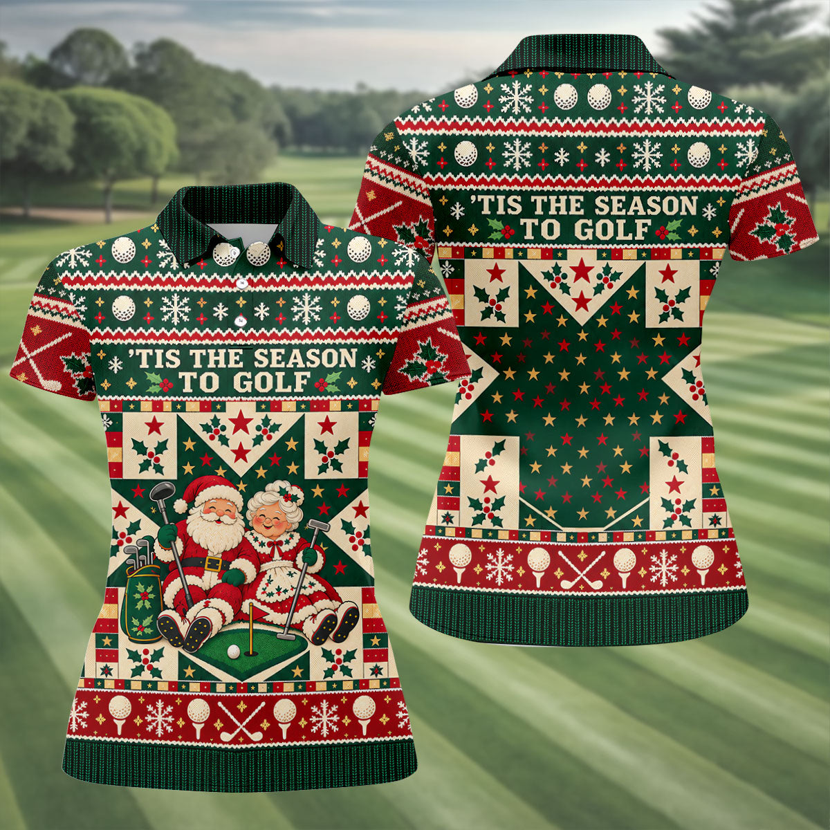 'Tis The Season To Golf Christmas Golf Shirt, Womens Golf Shirts, Ladies Golf Apparel