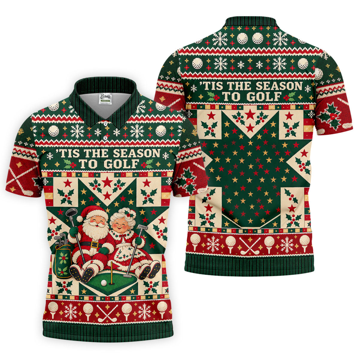'Tis The Season To Golf Christmas Golf Shirt, Funny Mens Golf Shirts, Mens Golf Polo