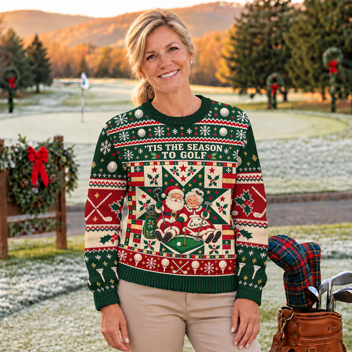 'Tis The Season To Golf Ugly Christmas Sweater, Christmas Golf Gift, Golf Lover Gifts