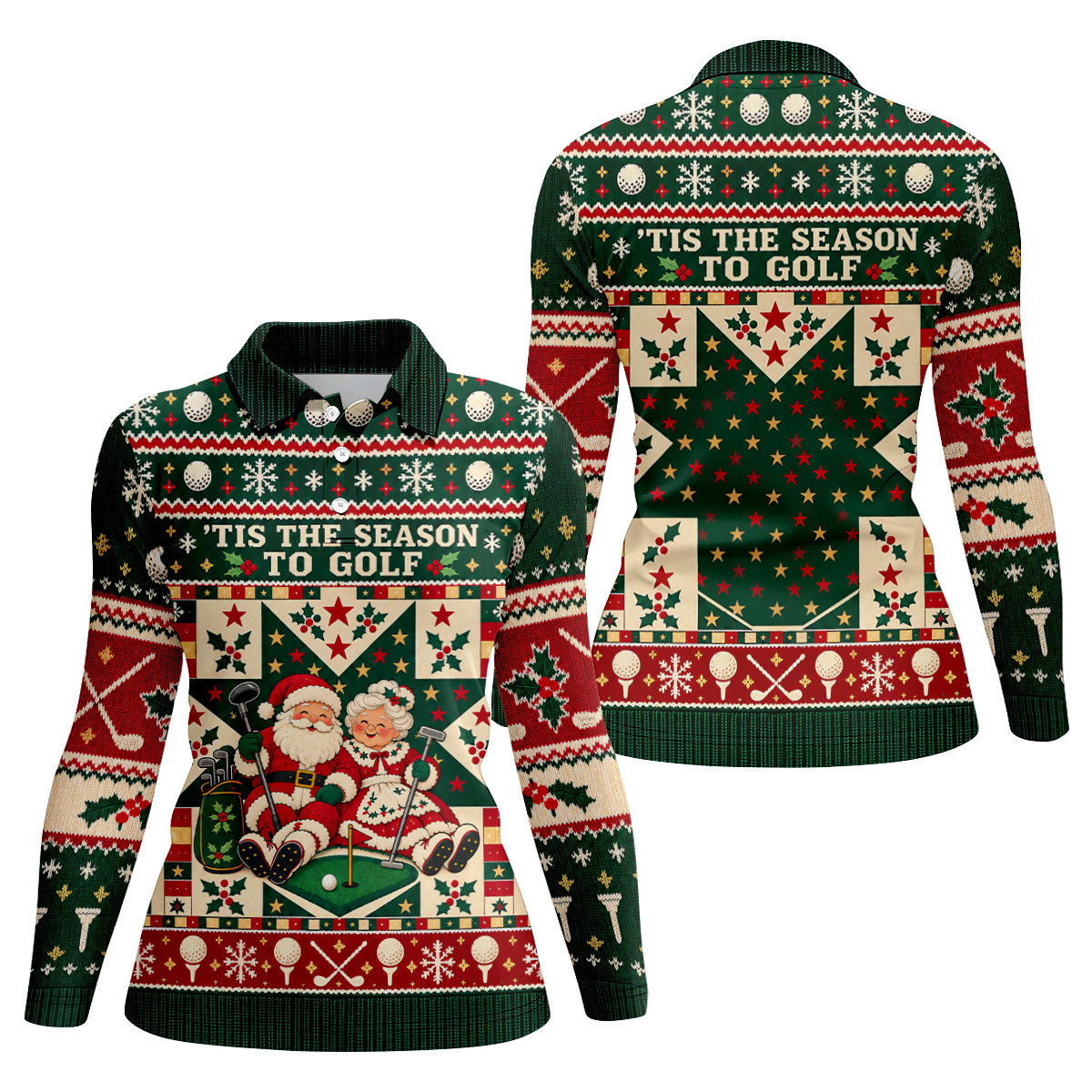 'Tis The Season To Golf Christmas Golf Shirt, Womens Golf Shirts, Ladies Golf Apparel