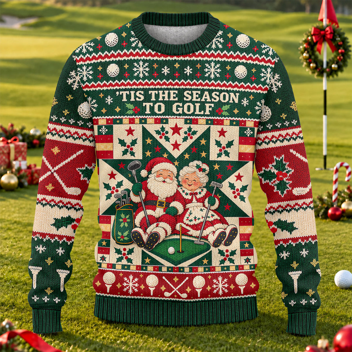 'Tis The Season To Golf Ugly Christmas Sweater, Christmas Golf Gift, Golf Lover Gifts