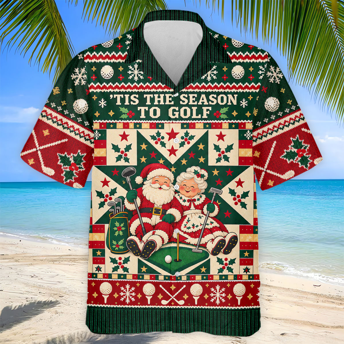 'Tis The Season To Golf Christmas Golf Shirt, Funny Mens Golf Shirts, Mens Golf Polo