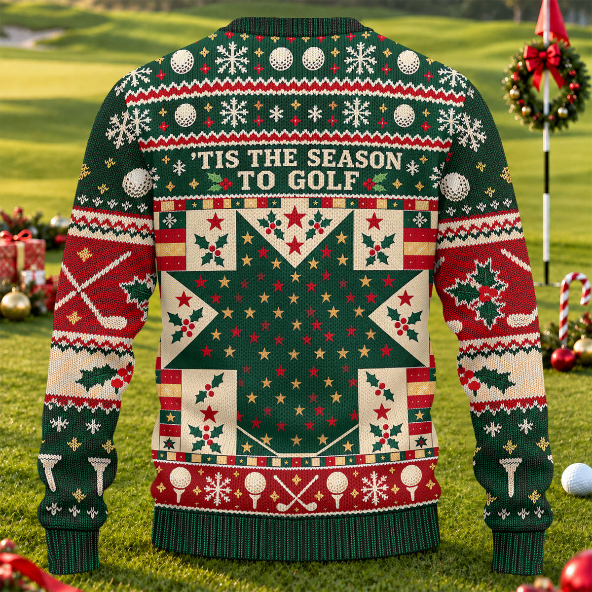 'Tis The Season To Golf Ugly Christmas Sweater, Christmas Golf Gift, Golf Lover Gifts