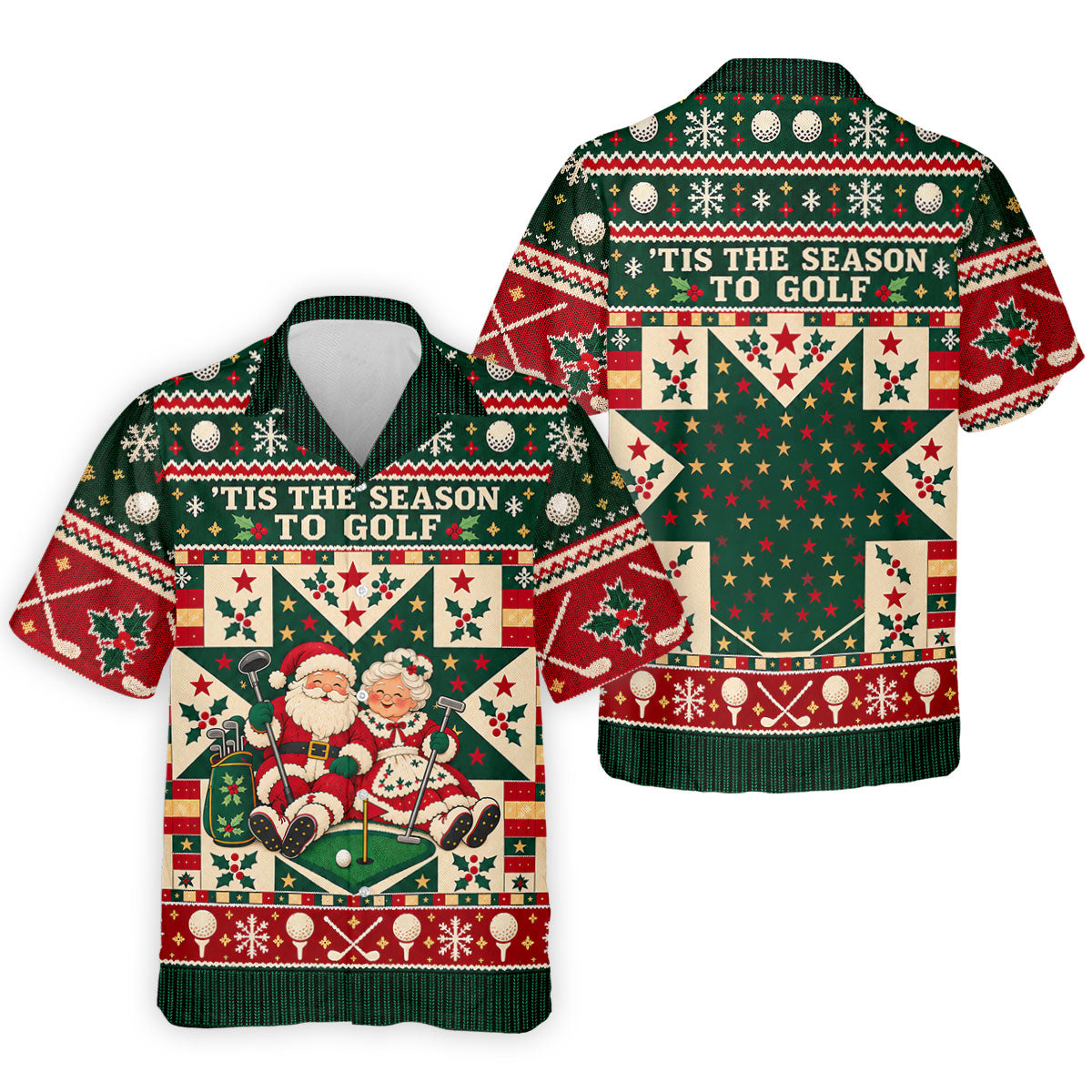 'Tis The Season To Golf Christmas Golf Shirt, Funny Mens Golf Shirts, Mens Golf Polo