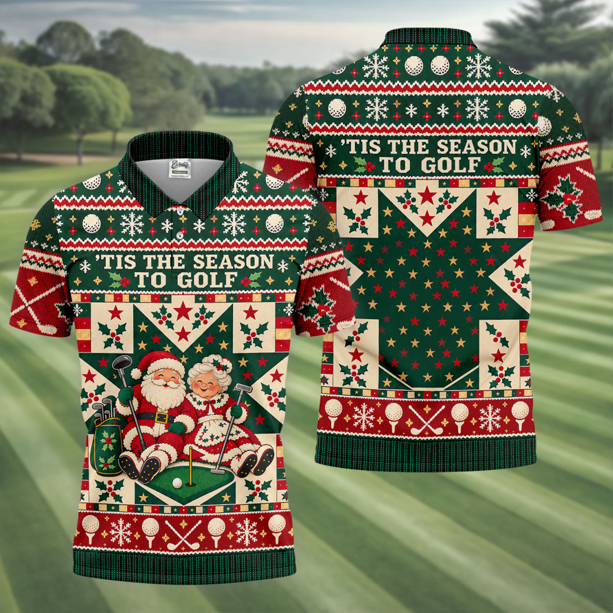 'Tis The Season To Golf Christmas Golf Shirt, Funny Mens Golf Shirts, Mens Golf Polo