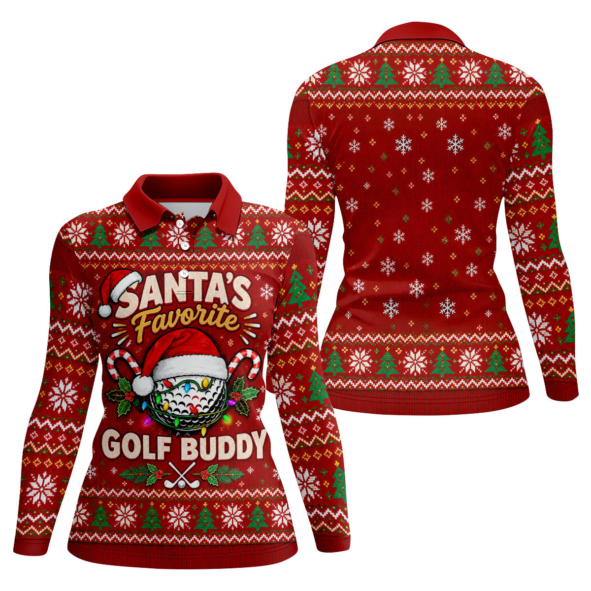 Santa's Favorite Buddy Christmas Golf Shirt, Ladies Golf Apparel, Womens Golf Apparel