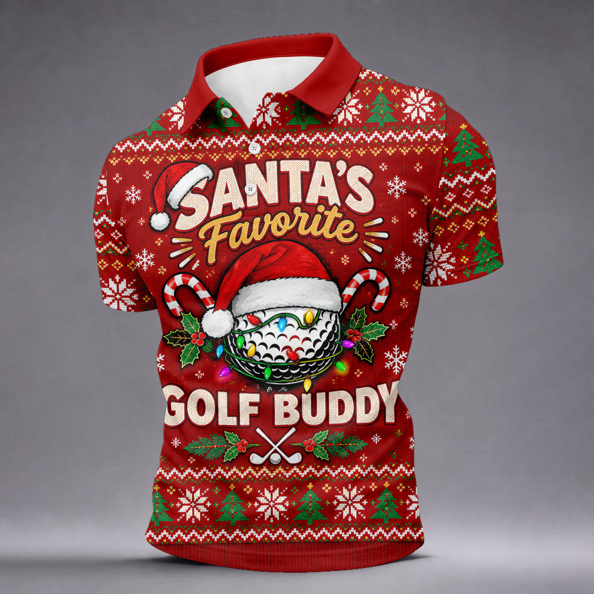 Santa's Favorite Buddy Christmas Golf Shirt, Mens Golf Clothing, Mens Golf Shirts