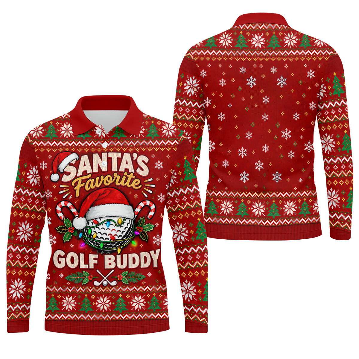 Santa's Favorite Buddy Christmas Golf Shirt, Mens Golf Clothing, Mens Golf Shirts