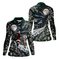 Moonlight Santa Reindeer Christmas Golf Shirt, Womens Golf Clothing, Womens Golf Tops