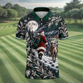 Moonlight Santa Reindeer Christmas Golf Shirt, Golf Shirts For Men, Golf Polo For Men
