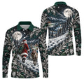 Moonlight Santa Reindeer Christmas Golf Shirt, Golf Shirts For Men, Golf Polo For Men