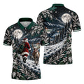 Moonlight Santa Reindeer Christmas Golf Shirt, Golf Shirts For Men, Golf Polo For Men