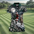 Moonlight Santa Reindeer Christmas Golf Shirt, Womens Golf Clothing, Womens Golf Tops