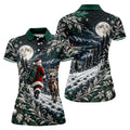 Moonlight Santa Reindeer Christmas Golf Shirt, Womens Golf Clothing, Womens Golf Tops