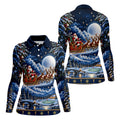 Santa Sleigh Golf Moon Christmas Golf Shirt, Womens Golf Tops, Golf Gifts For Women