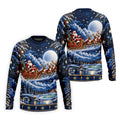 Santa Sleigh Golf Moon Christmas Golf Shirt, Mens Golf Polo, Mens Holiday Golf Shirts