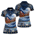 Santa Sleigh Golf Moon Christmas Golf Shirt, Womens Golf Tops, Golf Gifts For Women