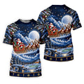 Santa Sleigh Golf Moon Christmas Golf Shirt, Womens Golf Tops, Golf Gifts For Women