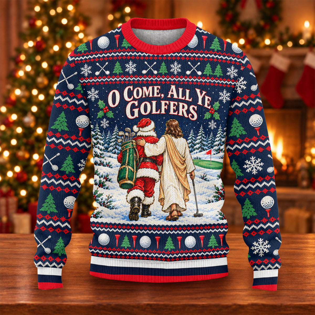 O Come All Ye Golfers Ugly Christmas Sweater, Funny Xmas Gift, Funny Christmas Outfit