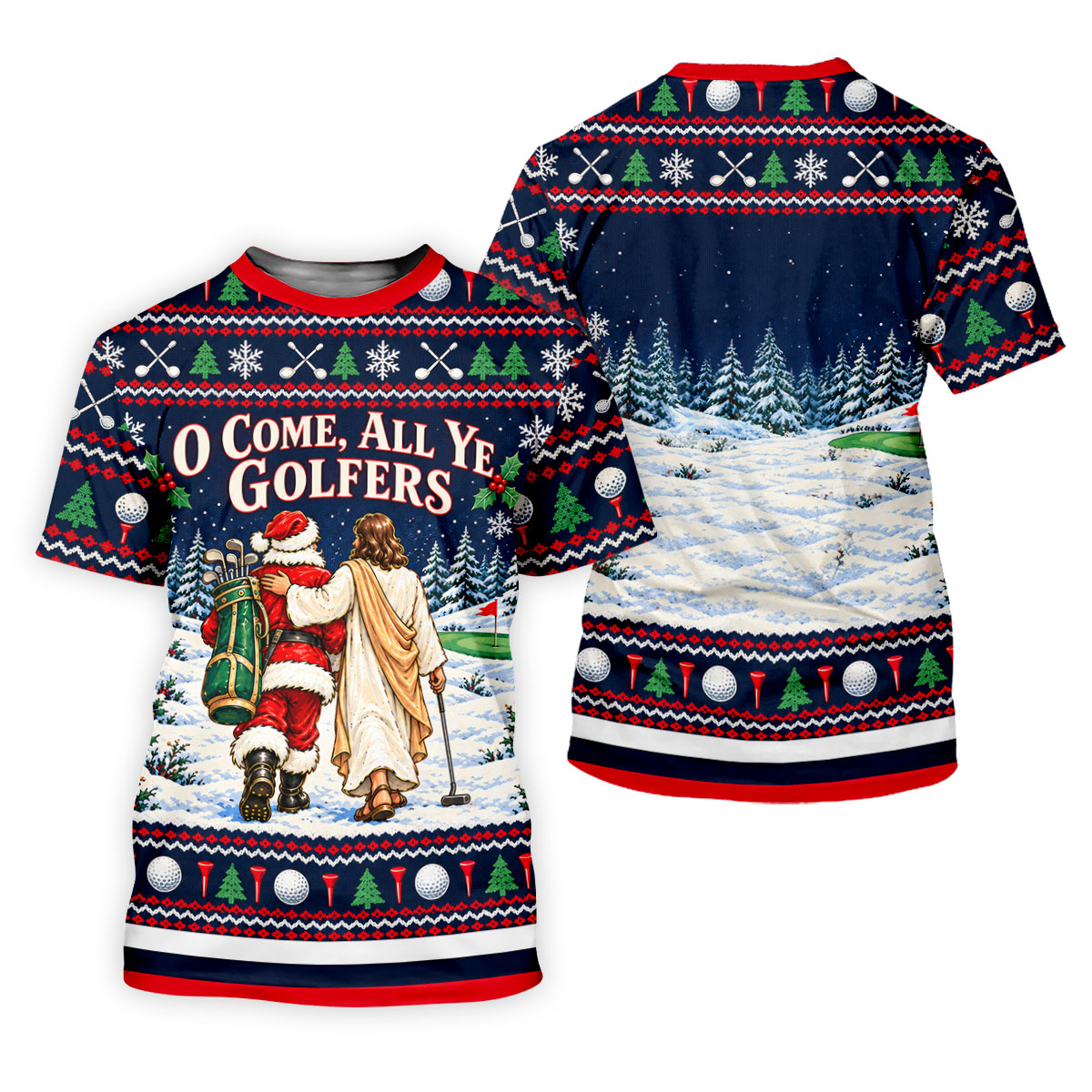 O Come All Ye Golfers Christmas Golf Shirt, Golf Polo For Men, Funny Mens Golf Shirts