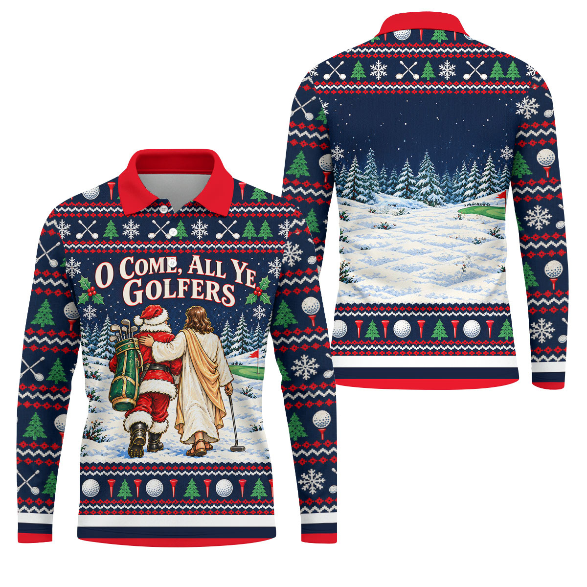 O Come All Ye Golfers Christmas Golf Shirt, Golf Polo For Men, Funny Mens Golf Shirts