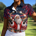 Santa Juggling Golf Balls Christmas Golf Shirt, Womens Golf Tops, Ladies Golf Shirts