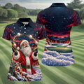 Santa Juggling Golf Balls Christmas Golf Shirt, Womens Golf Tops, Ladies Golf Shirts