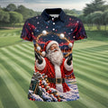 Santa Juggling Golf Balls Christmas Golf Shirt, Womens Golf Tops, Ladies Golf Shirts