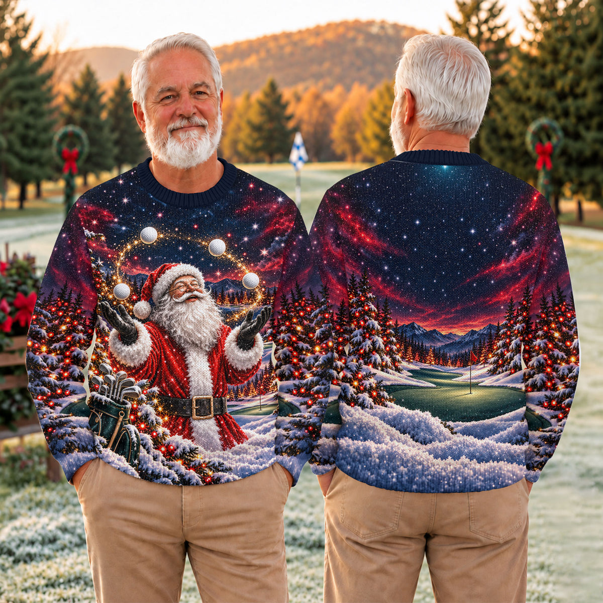 Santa Juggling Golf Balls Ugly Christmas Sweater, Ugly Sweater Party, Funny Xmas Gift